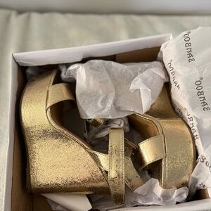 Women's Bamboo Gold Wedge Sandals